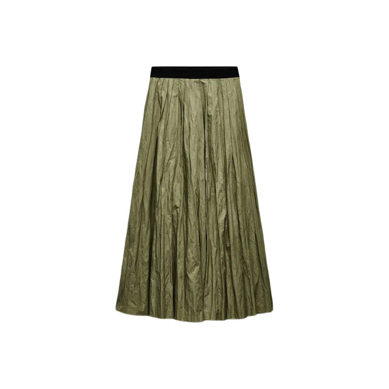 ZARA Casual Long Skirts Women's Green-0