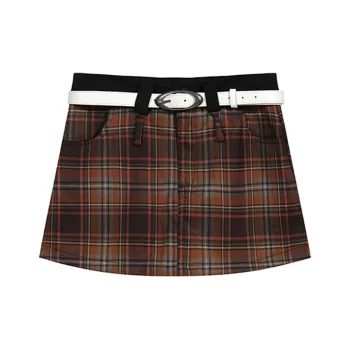 ETSE Casual Short Skirts Women's Brick Red