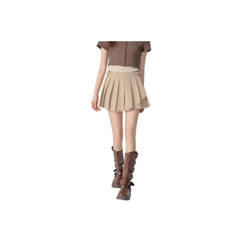 CLUB NEWS Casual Short Skirts Women's Light Khaki-0