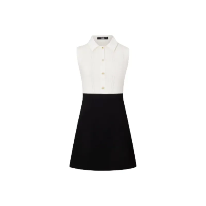 KARL LAGERFELD SS25 Sleeveless Dress Women's Black White-0
