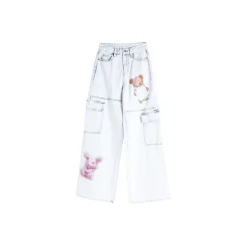 LALABOBO SS24 Jeans Women's Light Blue White