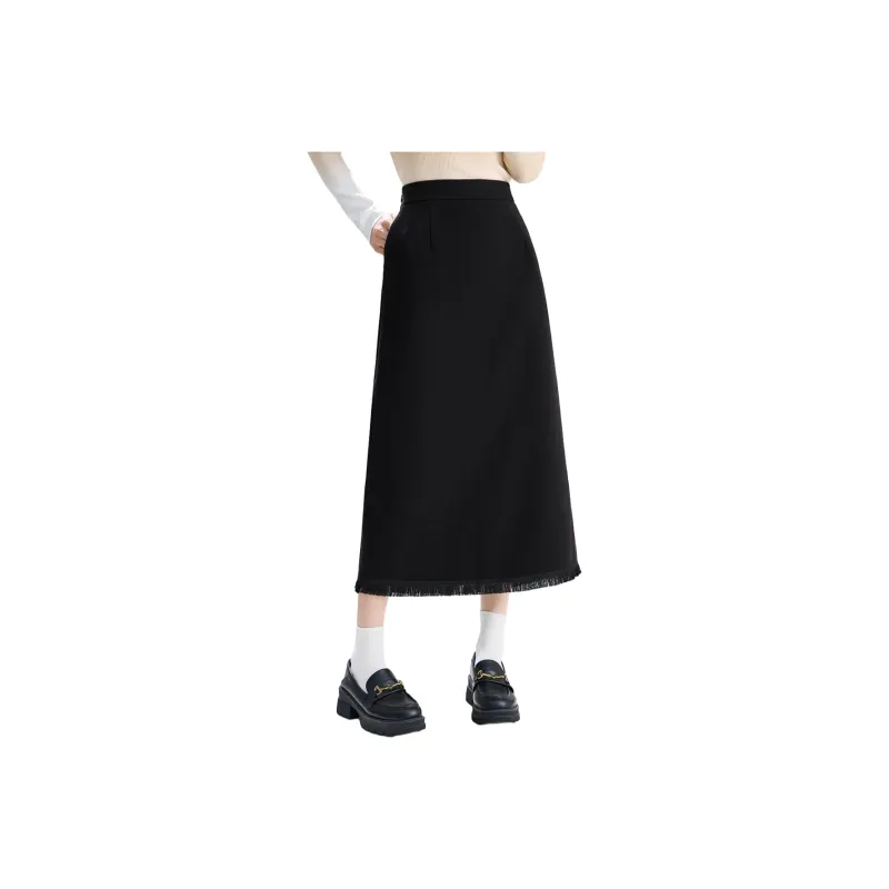 SMEN Casual Long Skirts Women's Black-0