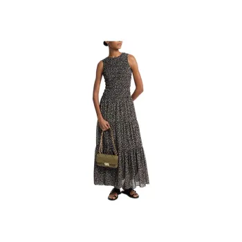 MICHAEL KORS Floral Print Smocked Georgette Maxi Dress