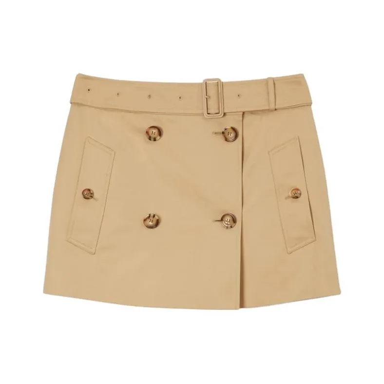 Burberry Gabardine Trench Cotton Miniskirt-0