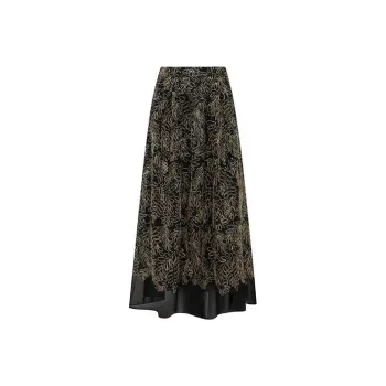 MEIYANG Casual Long Skirts Women's Floral Black