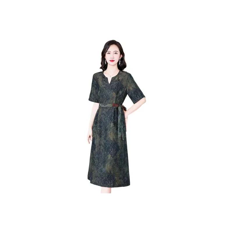 Yi Mengyuan Silk Short Sleeved Dress Women's-5