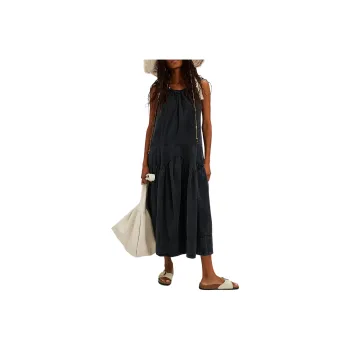 FREE PEOPLE In The Market Maxi Dress Slip Dresses Women's Washed Black