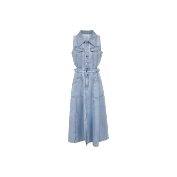 ONLY Sleeveless Dresses Women's J32 Washed Denim Blue