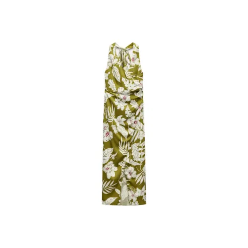 ZARA Sleeveless Dress Women's Light Beige Yellow/Khaki