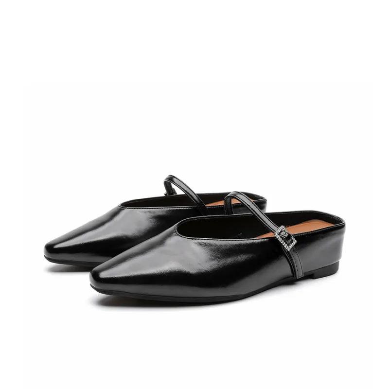 ABIDJAN Rubber Sole Leather Patchwork Odor Resistant Closed Toe Slippers Women's-15