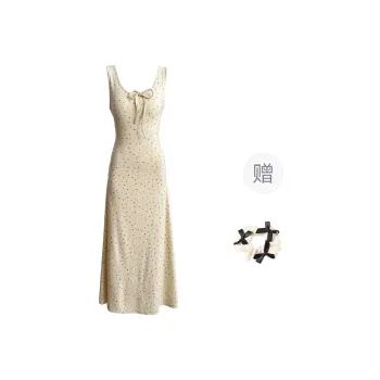 CPAURA Sleeveless Dress Women's Yellow+Bowknot Hair Tie Comes With