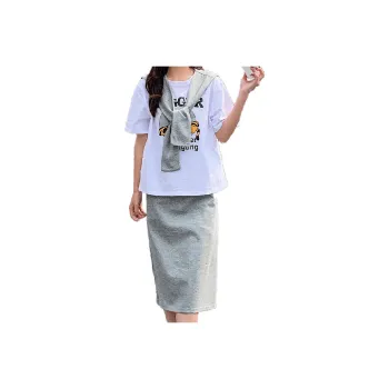 Emodues Two Piece Skirt Sets Women's T Shirt+Skirt