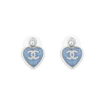 CHANEL Metal Earrings Women's Blue