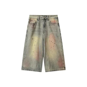 HKRXEC Denim Shorts Unisex Nostalgic Blue