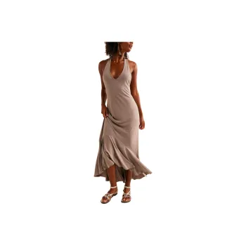 FREE PEOPLE Alix Midi Slip Dresses Women's Wood Stone Color