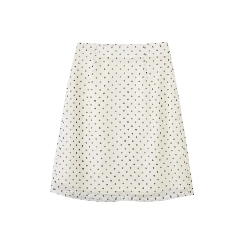 HDFULERN Casual Short Skirts Women's Black White Polka Dot-0