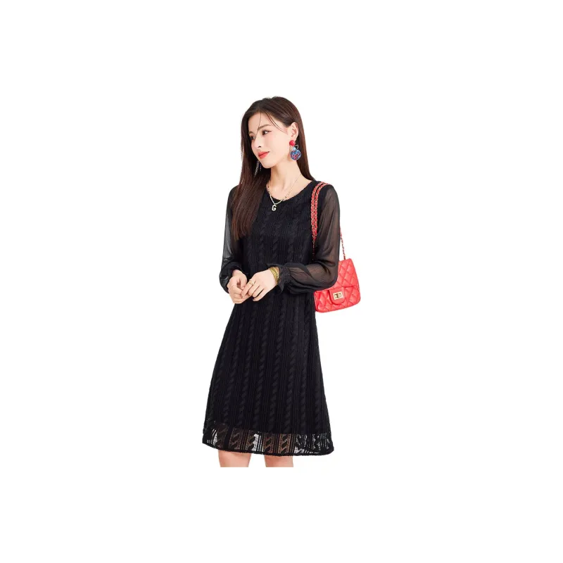 CARBAMMI Long Sleeved Dresses Women's Black-0