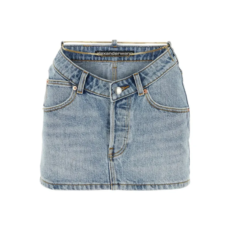Alexander Wang Chain-embellished Denim Miniskirt-0