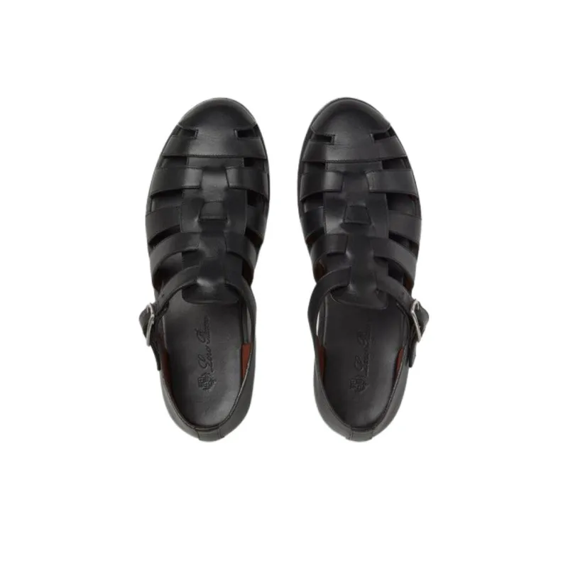 Loro Piana Maxime Walk Roman Sandals Men's Black-3