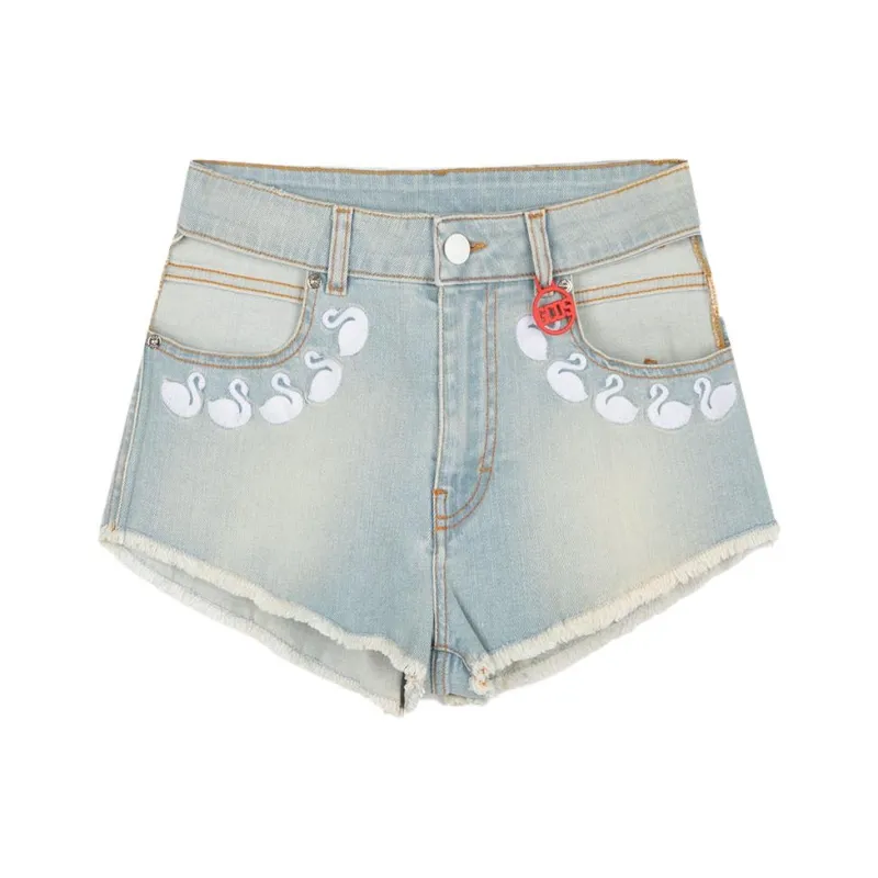 GCDS Denim Shorts Women's Light Blue-0