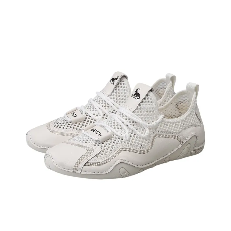BECK Cushioning, Slip Resistant, Abrasion Resistant, Breathable Coverage Low Top Casual Shoes Men's Ecru-3