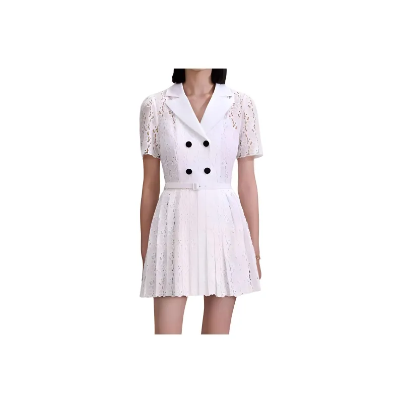 Self portrait Short Sleeved Dresses Women's Pure White-0