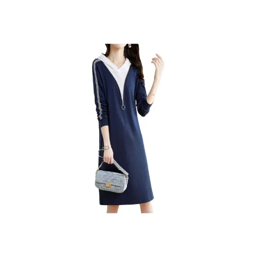 Mapping Long Sleeved Dresses Women's Royal Blue