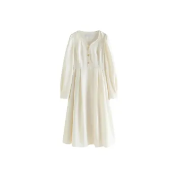 FANSILANEN Long Sleeved Dresses Women's Milk White