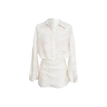 Udon House Long Sleeved Dress Women's Moon White