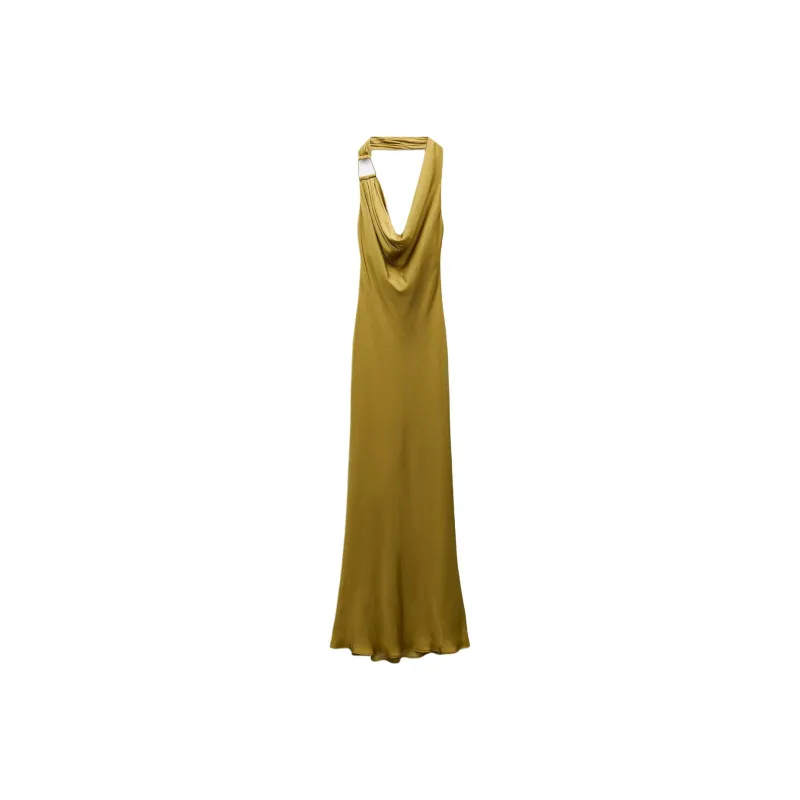 ZARA Sleeveless Dress Women's Olive Green-0