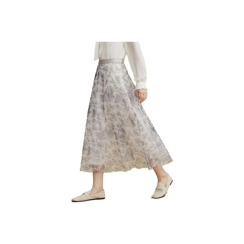 FINITY Casual Long Skirts Women's Beige Print-0