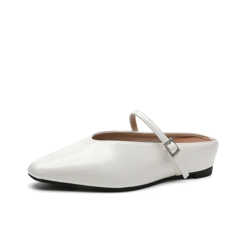 ABIDJAN Rubber Sole Leather Patchwork Odor Resistant Closed Toe Slippers Women's-2