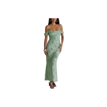 PRINCESS POLLY GREEN GABLES BURNOUT MAXI DRESS Slip Dress Women's SAGE/Sage Green