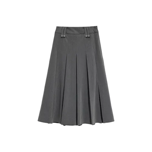 Eggka Casual Long Skirts Women's Gray