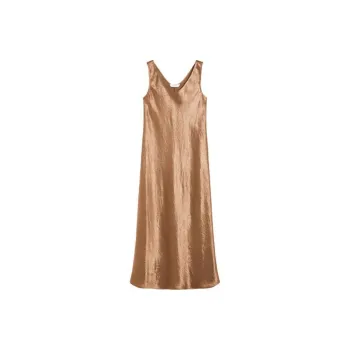 MaxMara Talete Collection Flowing Satin Dress Sleeveless Dress Women's Tobacco