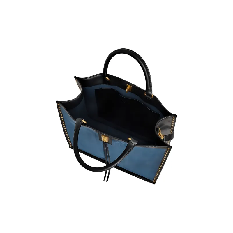 REBECCA MINKOFF Cotton Tote Bag Shopping Bag Handbag Women's Blue & Black-2