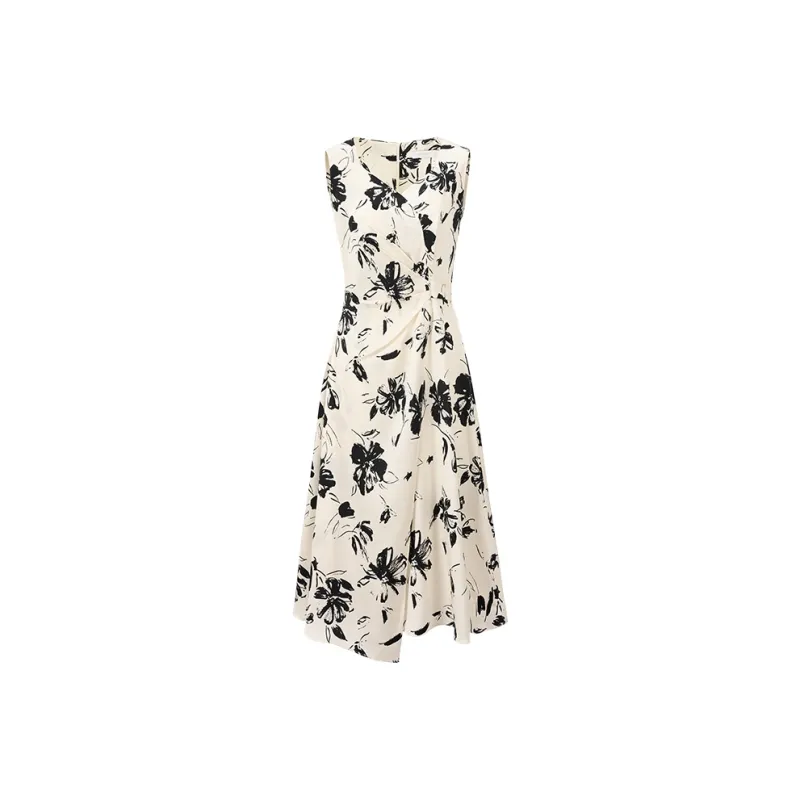 NAVIGARE Sleeveless Dress Women's Frost Apricot Black-0