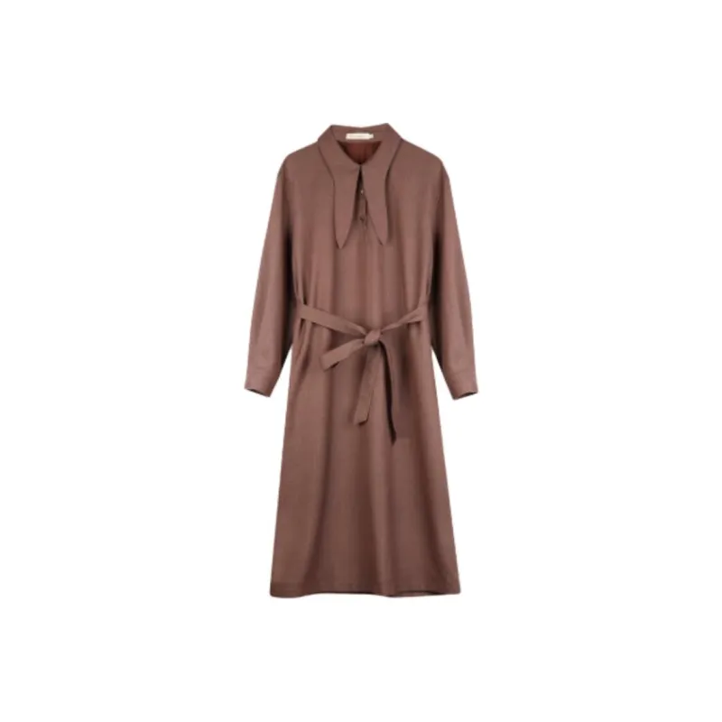 SOLIGHTER Long Sleeved Dress Women's Russet-0