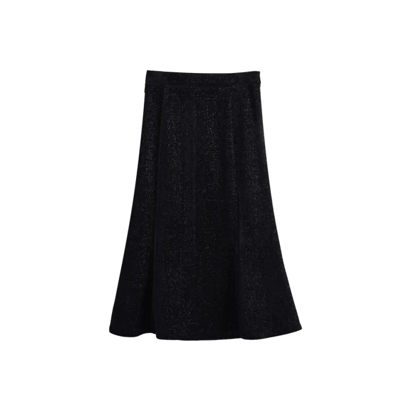 Olrain Casual Long Skirts Women's Black-0