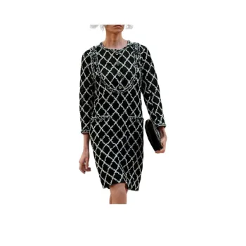 CHANEL 25S Spring Summer Collection Long Sleeved Dress Women's Black White