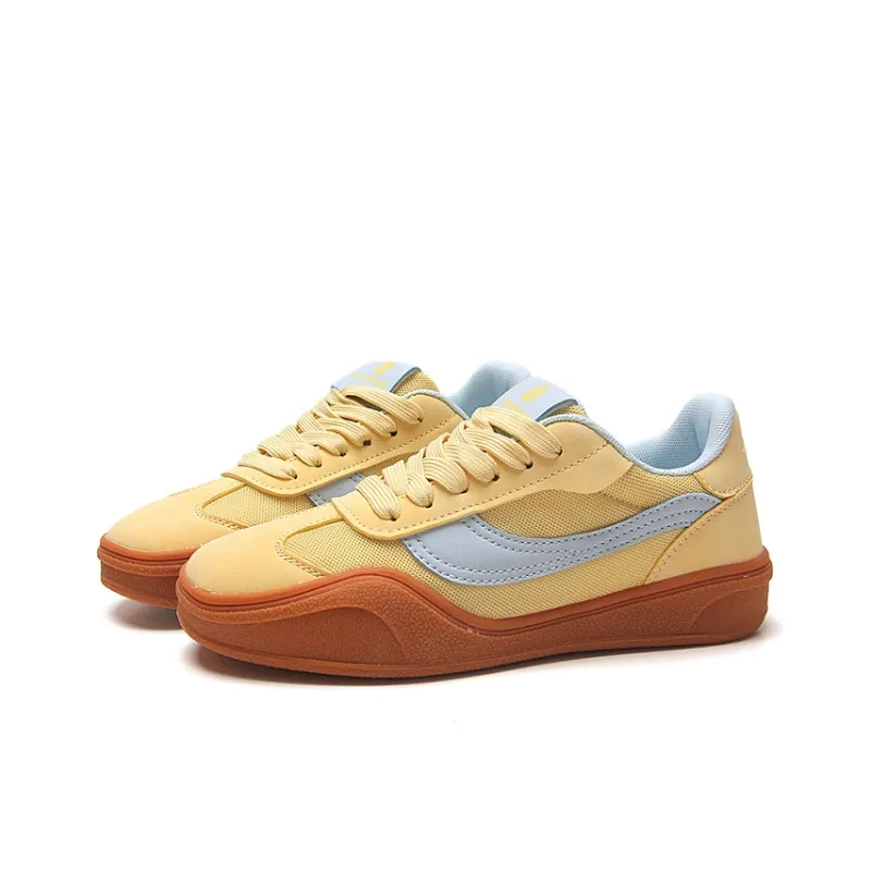 STUR YSN Abrasion Resistant Breathable Low Top Skateboard Shoes Women's Yellow Blue-1