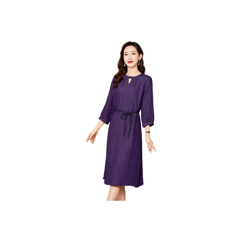 Yi Mengyuan Silk Short Sleeved Dress Women's-6
