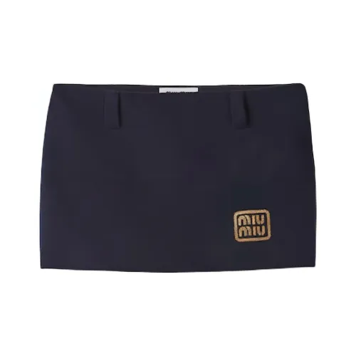 MIU MIU Velvet Texture Mini Skirt Casual Short Skirts Women's Blue
