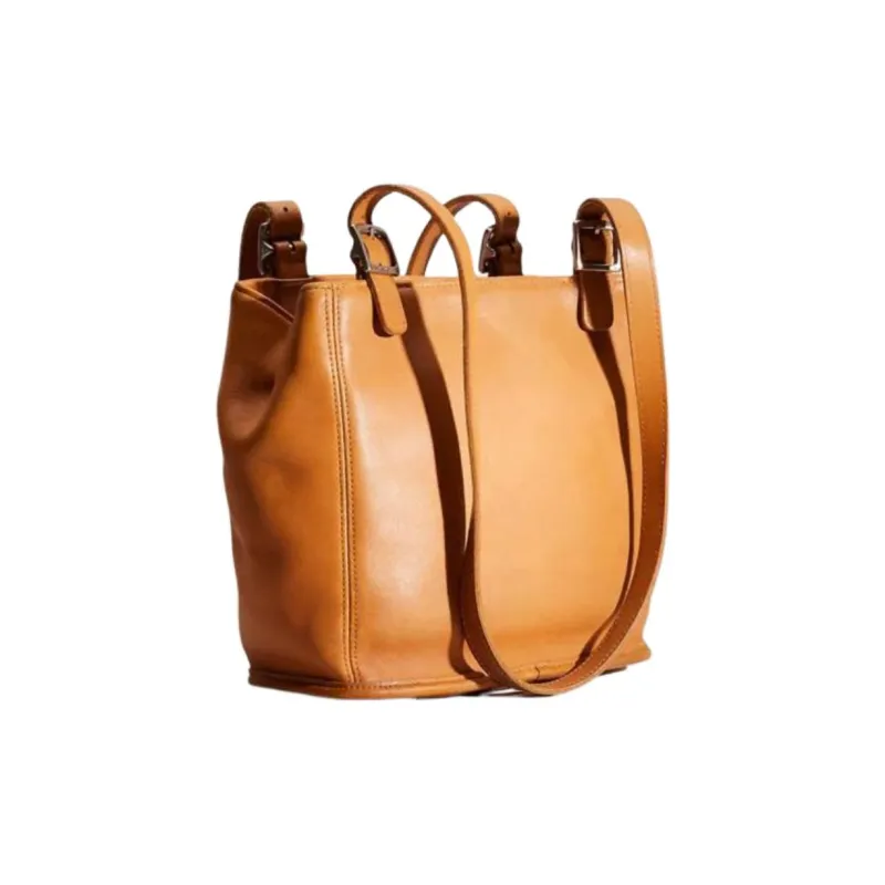 COACH Leather Bucket Bag, Tote Bag, Shopping Bag, Shoulder Bag Medium Size Women's Brown-1