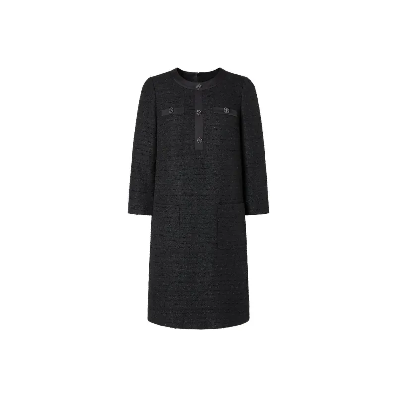 JZ. ANNAKRO Long Sleeved Dresses Women's Plain Black-0