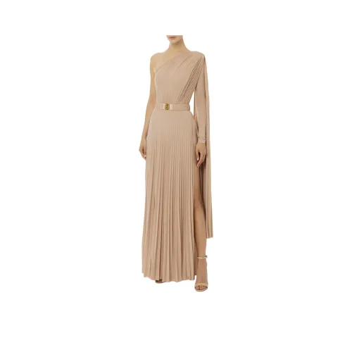 Elisabetta Franchi One Shoulder Pleated Red Carpet Dress