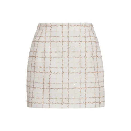 Alessandra Rich Sequin Embellished Checked Tweed Mini Skirt