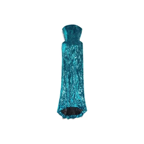 Balenciaga Bustier Gown In Turquoise Sleeveless Dress Regular Fit Women's Blue