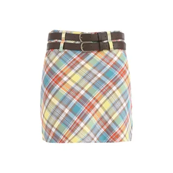 Wen Shan Casual Short Skirts Women's Plaid Color