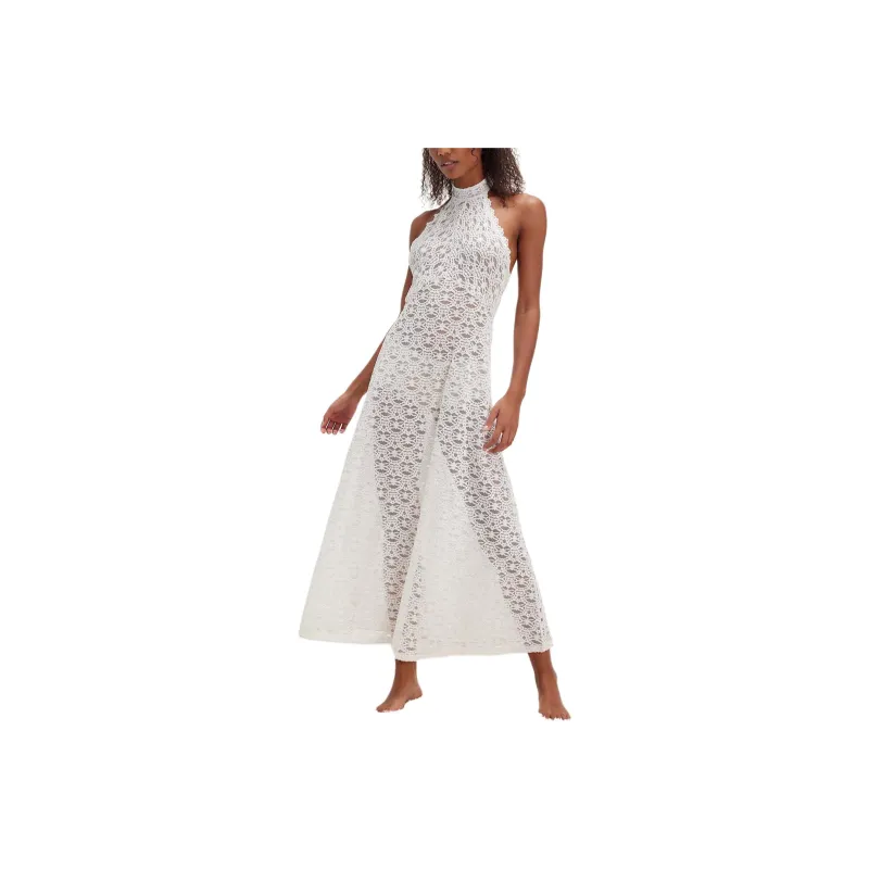 FREE PEOPLE Maddalena Lace Dianna Gown Sleeveless Dress Women's Off White/Ecru-0